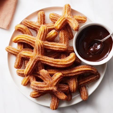 Freshly fried Spanish churros with a crisp exterior and soft, fluffy center. 