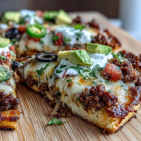 Keto taco pizza with crispy cheese crust, loaded with seasoned beef and fresh toppings, served hot in a skillet.