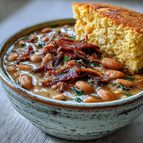 Ham Hock Bean Soup Cornbread