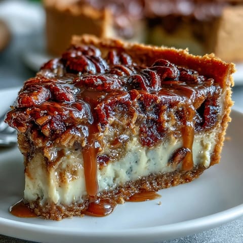 A slice of candied yams pie with a golden pecan crust, showcasing smooth filling and crunchy topping.  