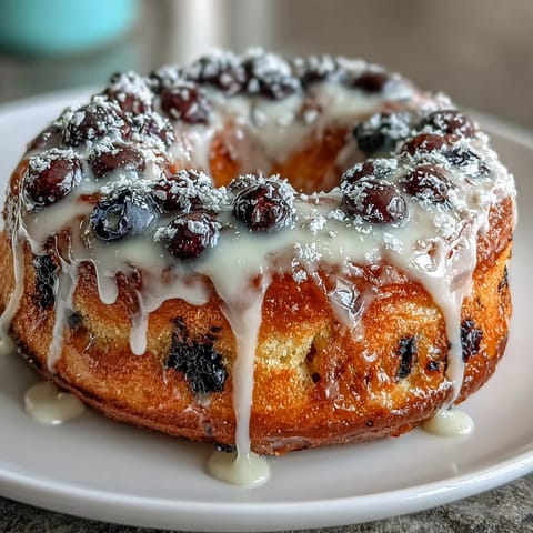 Lemon blueberry sourdough donuts topped with tangy lemon glaze, bursting with fresh fruit and zesty citrus flavor.  