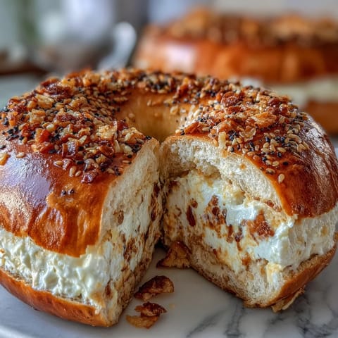 Protein-packed cottage cheese bagels, golden and chewy, topped with everything bagel seasoning and ready to enjoy.