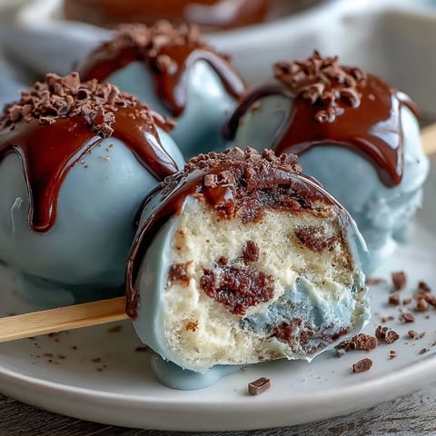 Robins Egg Blue Cake Pops with speckled coating, perfect for Easter dessert tables and spring celebrations.