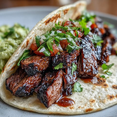 Festive Cinco de Mayo street taco bar with grilled carne asada, colorful toppings, and warm corn tortillas ready for assembly.