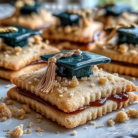 Graduation cookies shaped like diplomas and caps with elegant gold royal icing accents, perfect for celebrating achievements.