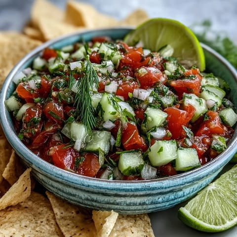 Bright Pickle de Gallo salsa with fresh cilantro and lime, ready for dipping.