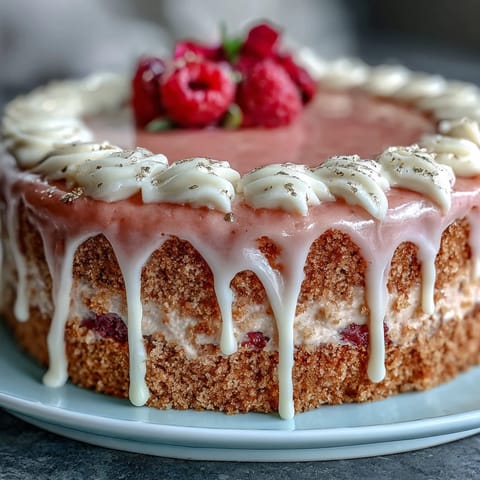 Elegant pink Rosé Velvet Cake, perfect for celebrations, with glossy gold accents.