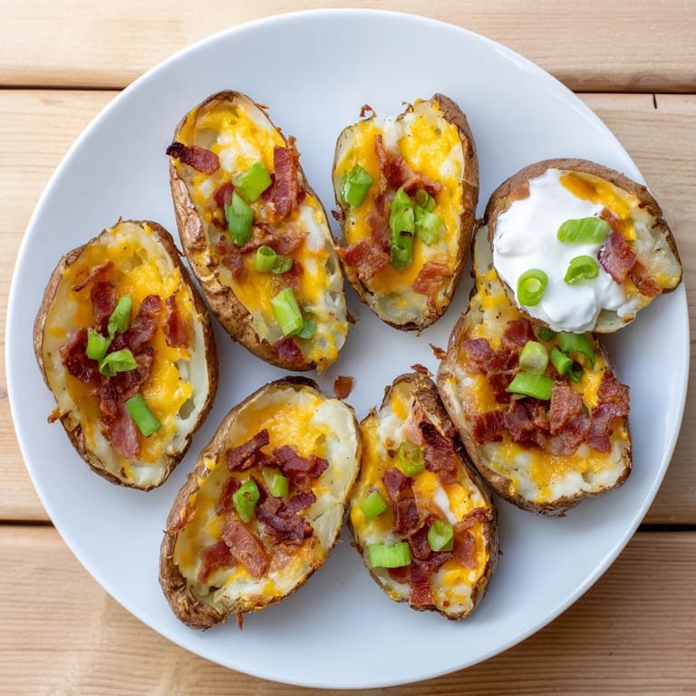 Homemade potato skins served hot and golden, ready to be dipped in ranch dressing.