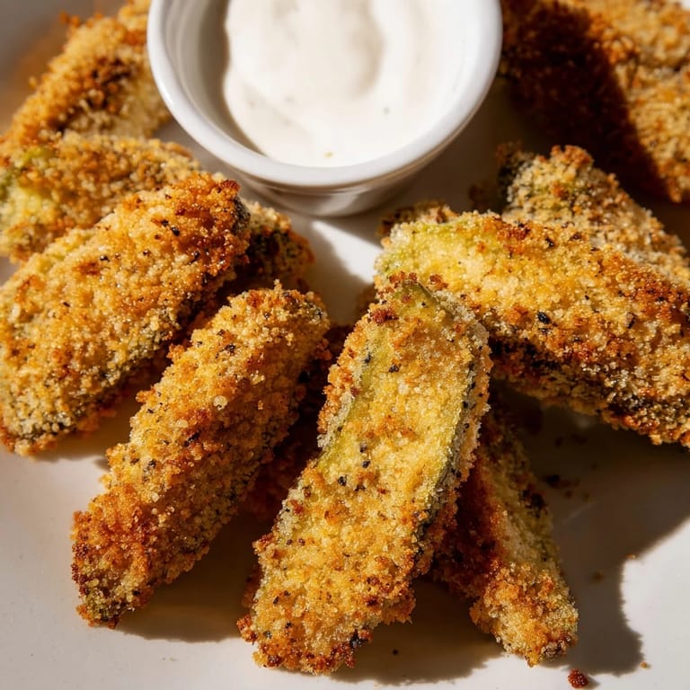 A platter of crunchy Fried Pickles garnished with fresh dill, perfect for snacking.