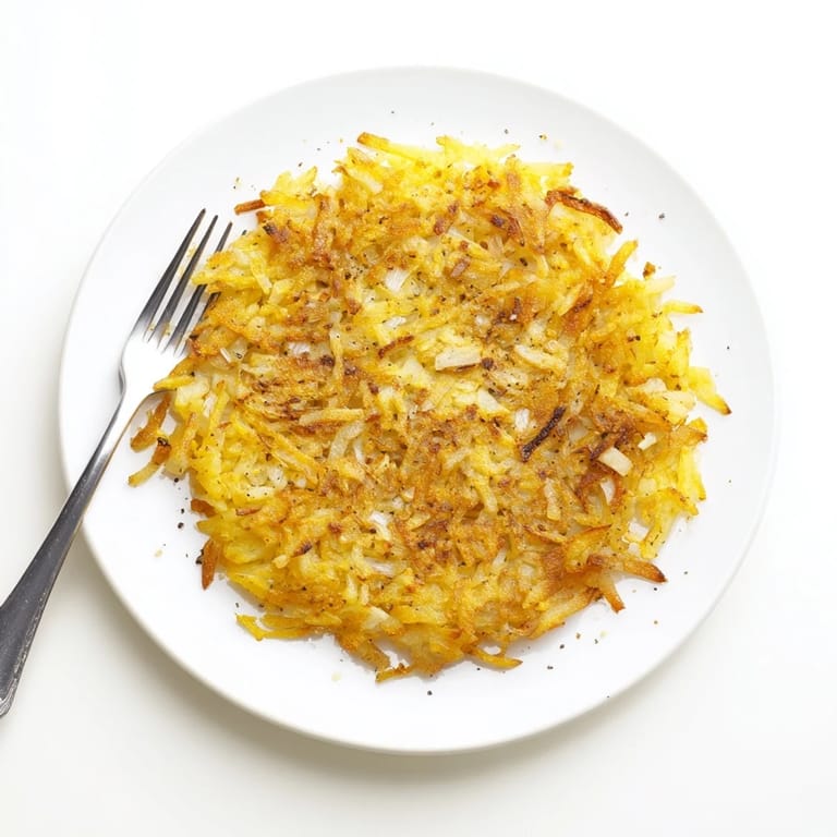 Freshly grated Hash Browns, pan-fried to crispy perfection and served alongside eggs and bacon.