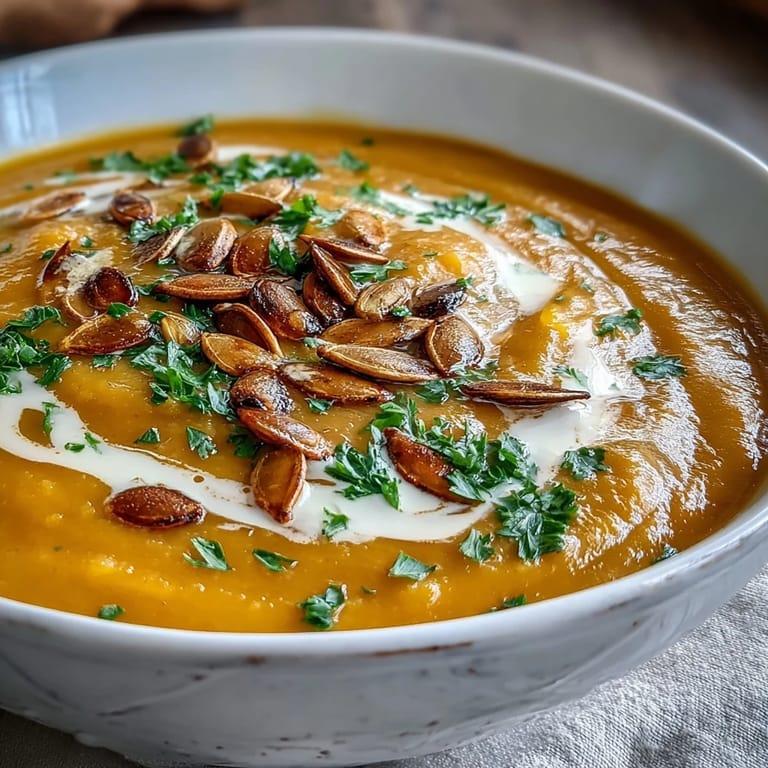 Roasted butternut squash soup served steaming hot in a rustic bowl, ready for crusty bread dipping.