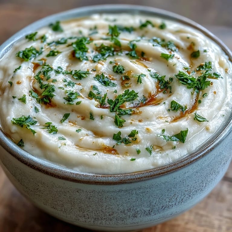 White Bean and Parmesan Soup served with crusty bread for dipping, topped with parsley and rich Parmesan.