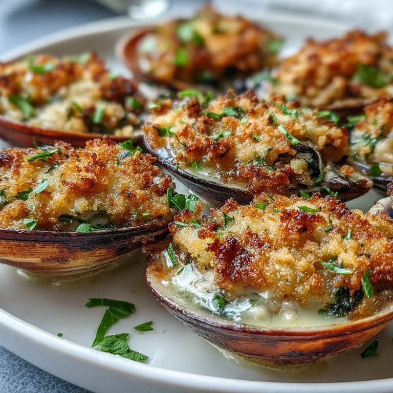 Zesty Roasted Clams With Lemony Panko topped with crisp breadcrumbs and lemon wedges.