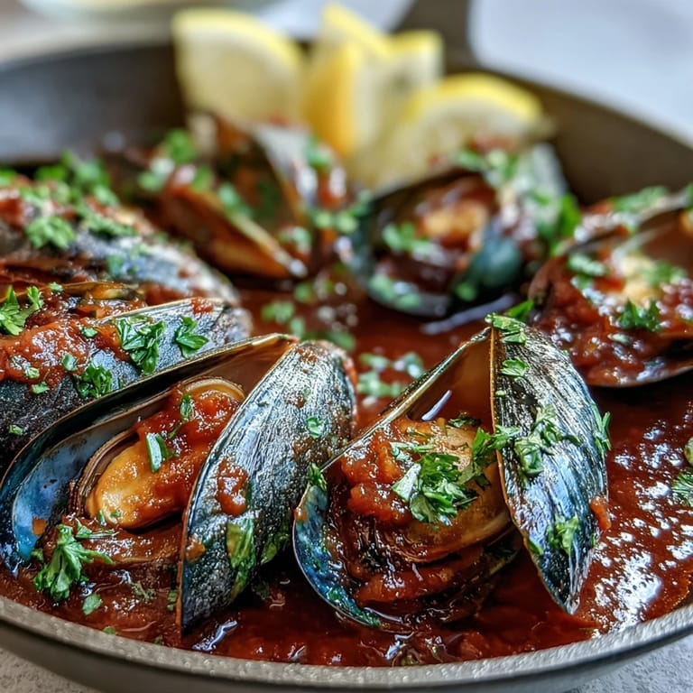 Smoky Mussels Pomodoro served family-style in a Dutch oven, ready to enjoy with a glass of white wine.