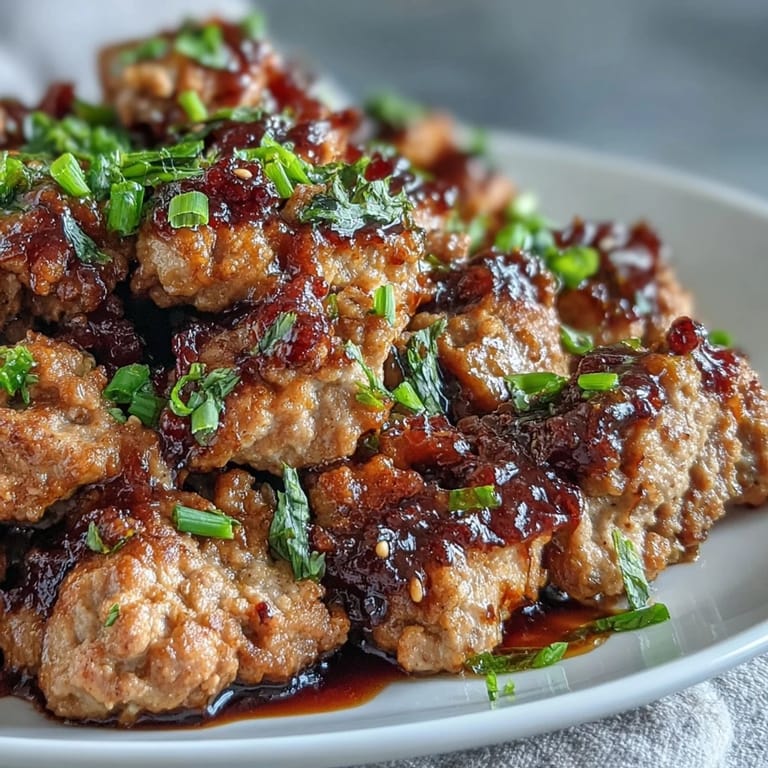A close-up of savory Korean-Style Ground Turkey stirred with garlic and ginger, garnished with fresh chives, ready to be scooped with chopsticks.