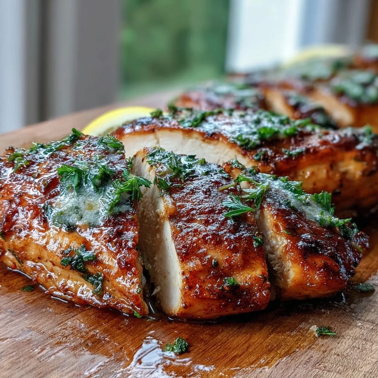Golden-brown Oven Baked Chicken Breast resting on a baking sheet with roasted vegetables