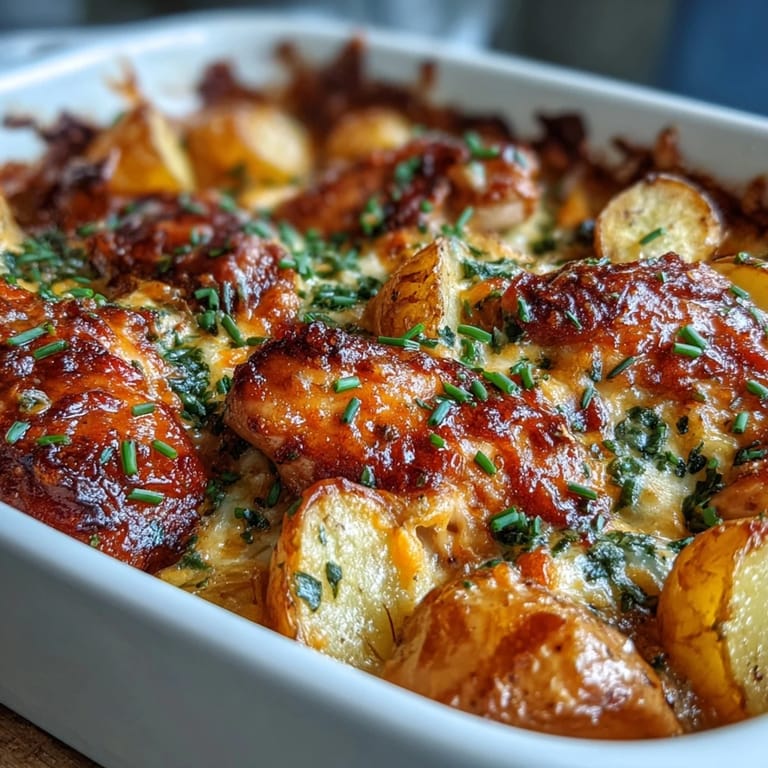 Spicy and creamy casserole topped with bubbling cheese, perfect for an easy weeknight dinner served with a side of celery.