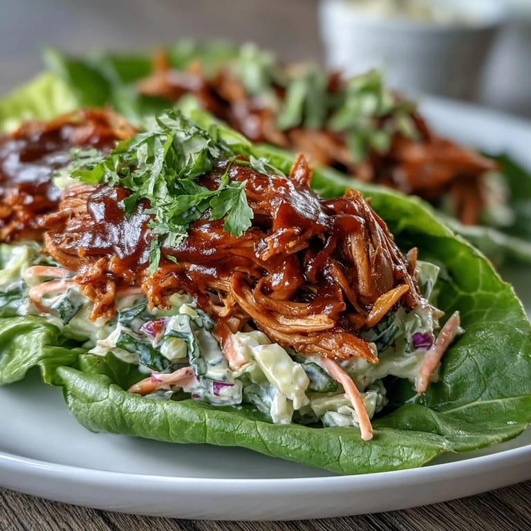 Smoky, tender jackfruit simmered in BBQ sauce, nestled in crunchy lettuce and paired with tangy, creamy cabbage slaw.  