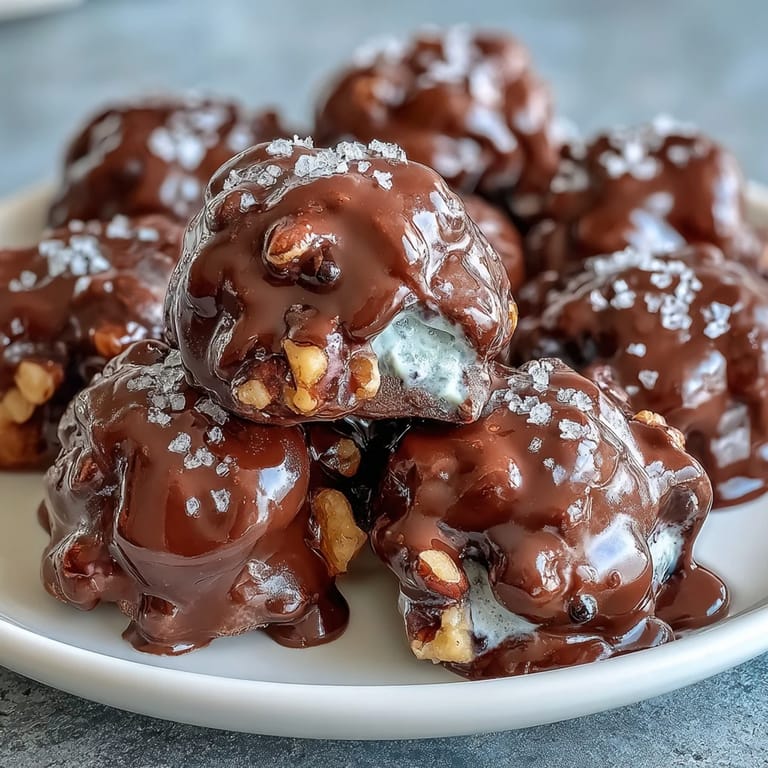 Antioxidant-packed frozen blueberry clusters with creamy yogurt, walnuts, and a crisp dark chocolate coating.