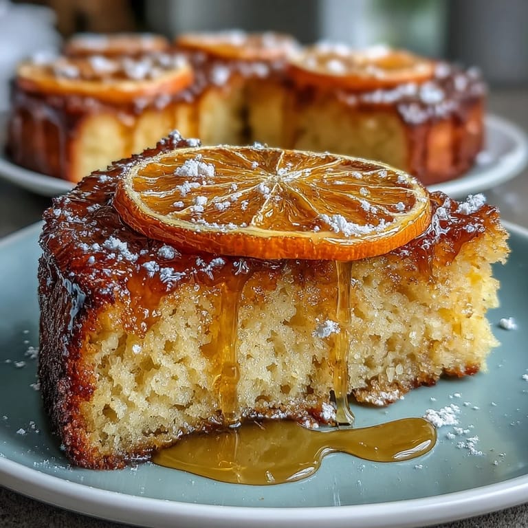 Fragrant Mediterranean-inspired cake featuring candied orange slices over a tender almond flour and olive oil base.