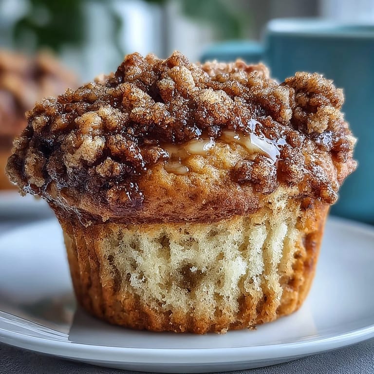 Fluffy banana muffins made with sourdough discard, baked until golden and crowned with a crunchy cinnamon streusel for irresistible texture.  