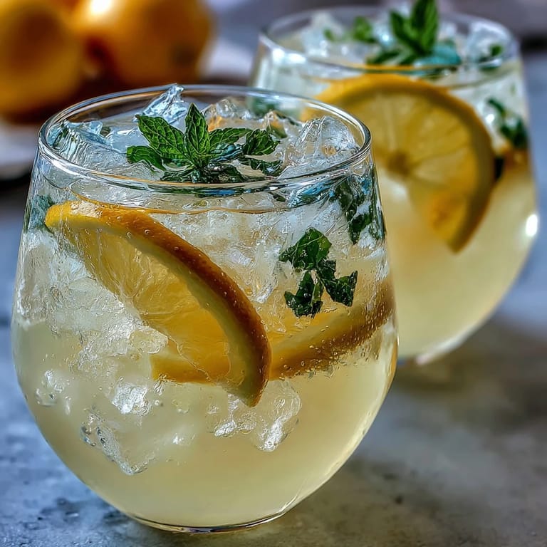 Vibrant alcohol-free Limoncello Spritz Mocktail featuring zesty lemon, chilled sparkling water, and a sprig of fresh mint garnish.
