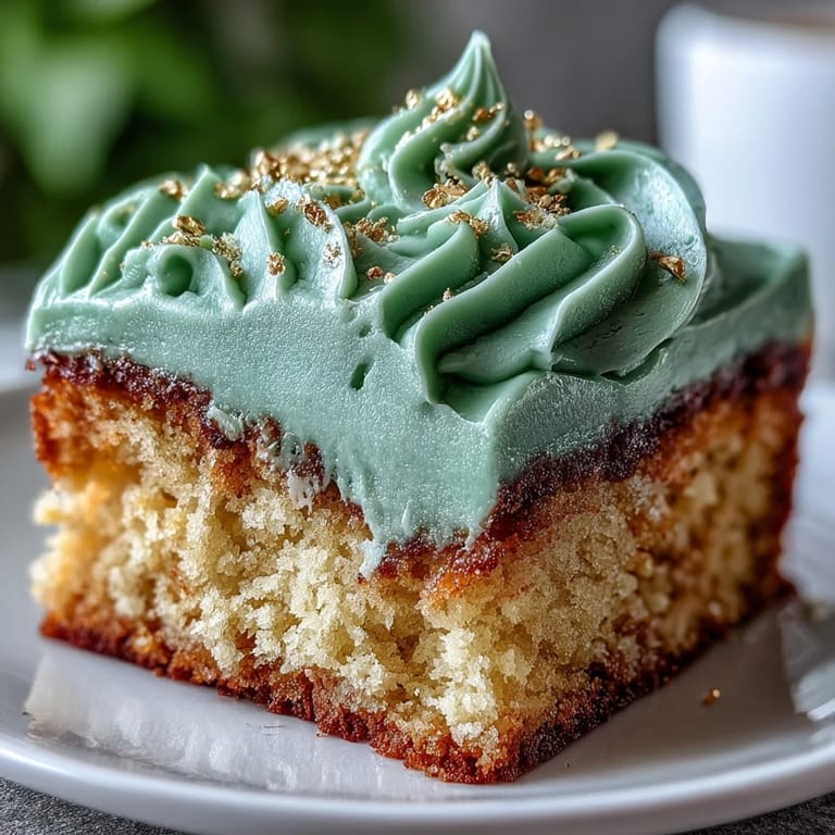 Elegant vanilla sheet cake topped with smooth sage green buttercream and shimmering gold accents, ideal for graduation parties.