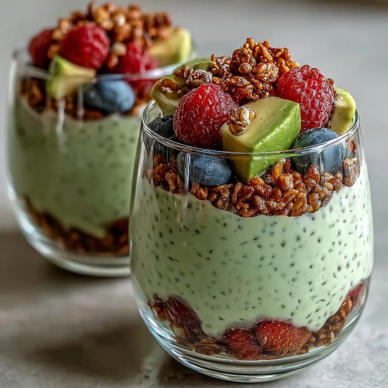 Gorgeous Fiber-Rich Avocado Chia Pudding Parfait, a healthy breakfast delight.