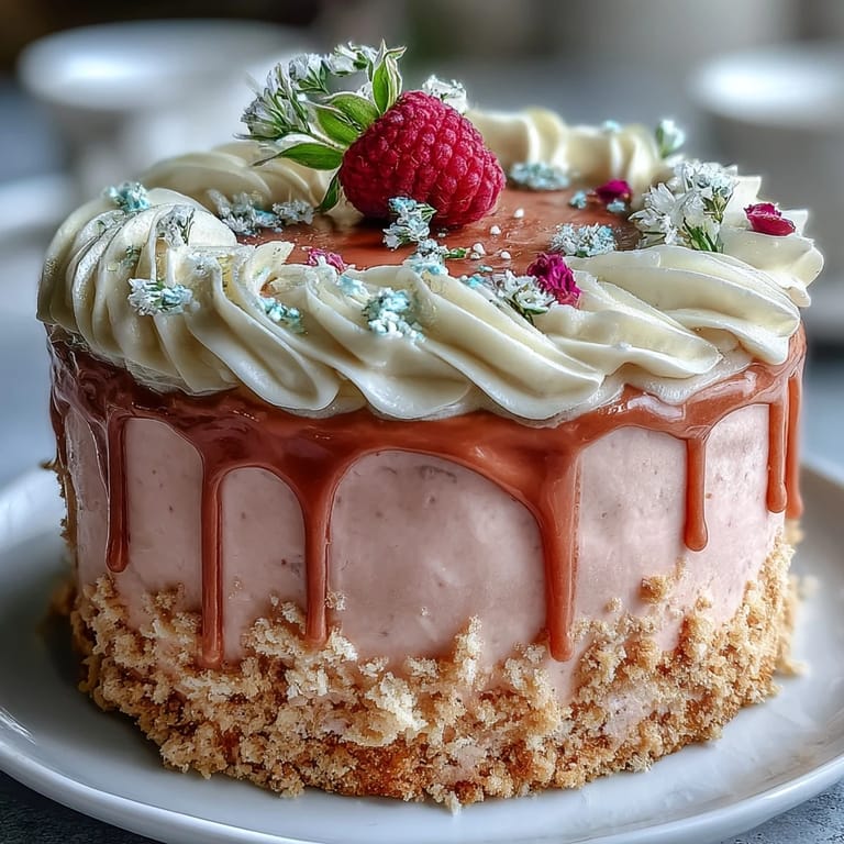 Decadent Bridal Shower Rosé Velvet Cake adorned with a delicate gold waterfall.