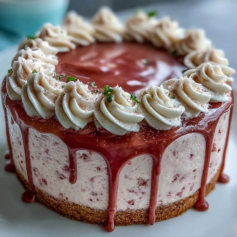 Festive rosé velvet cake, a perfect centerpiece with shimmering gold accents.
