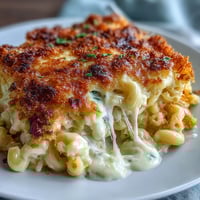 Creamy baked mac and cheese with golden panko topping, bubbling and ready to serve as a comforting Easter side dish.  