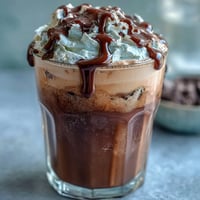 Velvety chocolate cream swirls atop chilled cold brew coffee, creating a decadent and refreshing Chocolate Cream Cold Brew perfect for coffee lovers.
