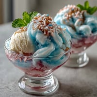 Cotton Candy Lemonade Float with a scoop of vanilla ice cream, cotton candy swirls, and fresh lemon slices in a tall glass.
